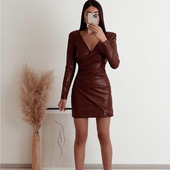 NWT Zara Faux Leather Dress - Picture 1 of 9